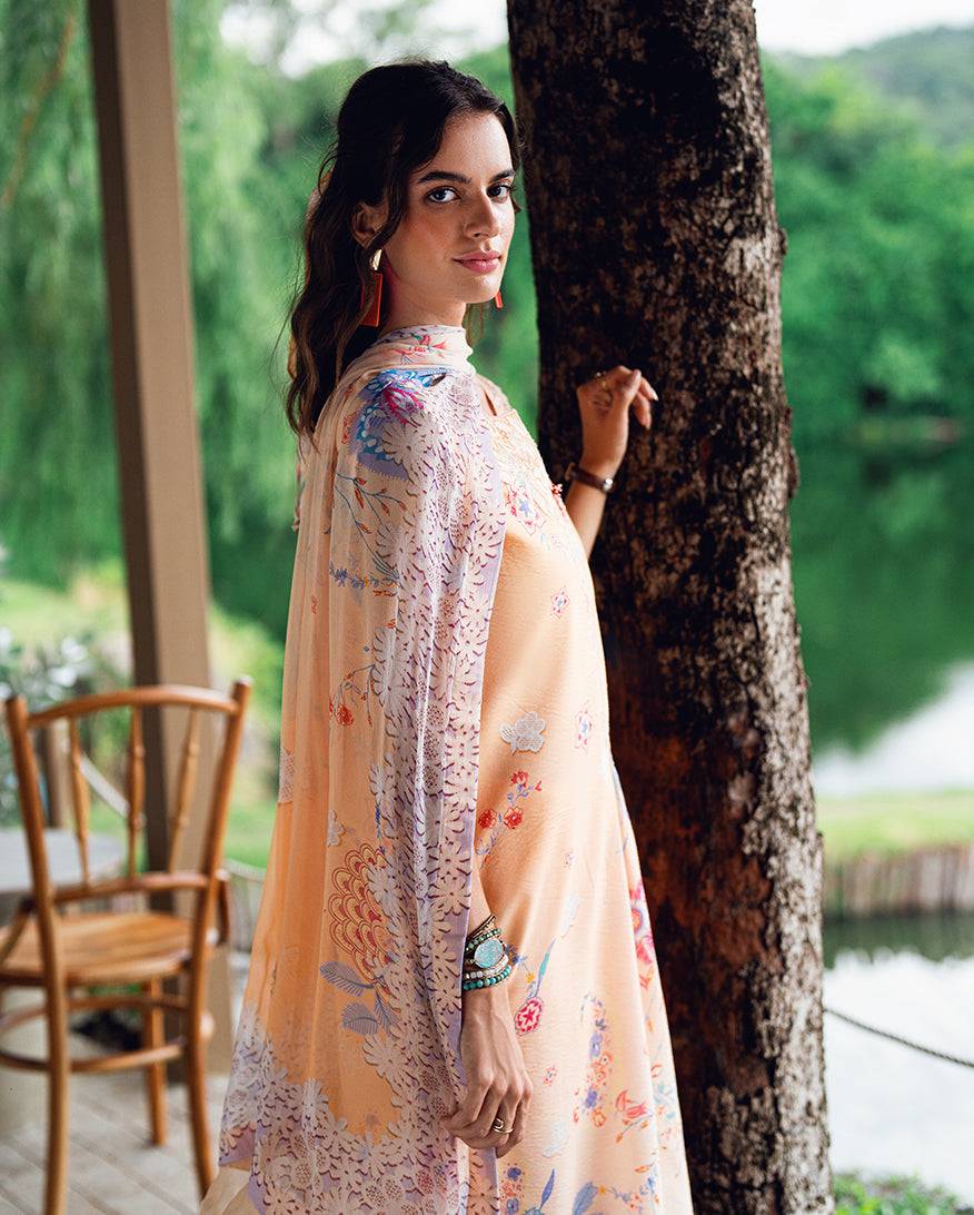 Roheenaz | Garden Veal Printed Lawn 25 | Coral Whim - Pakistani Designer Dress - by Roheenaz | Type: Ladies Clothes - 100% Original at Saira Sultan