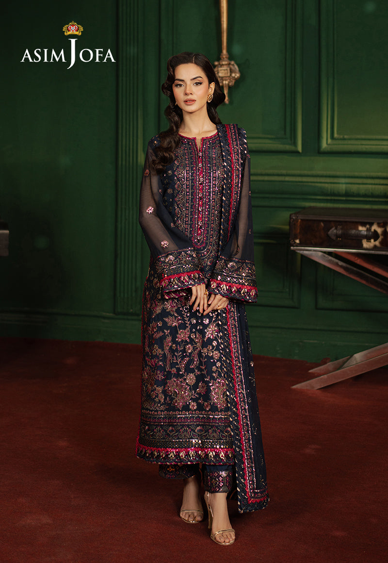Asim Jofa | Premium Festive | AJPF-17 XS Navy Blue Chiffon