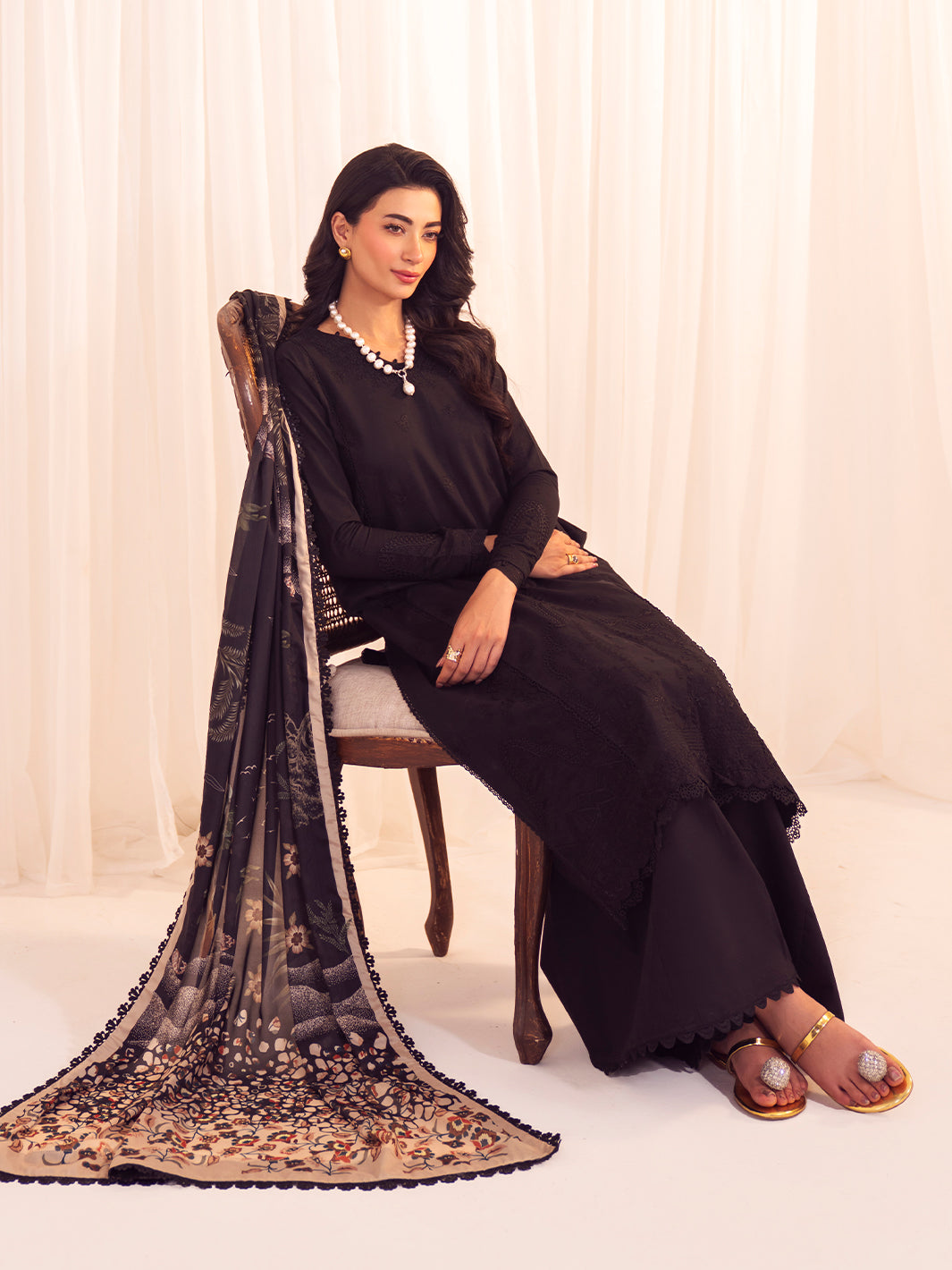 Faiza Faisal | Celine Eid 25 | GRETA XL Black Lawn