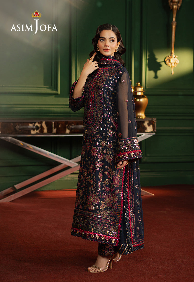 Asim Jofa | Premium Festive | AJPF-17 XL Navy Blue Chiffon