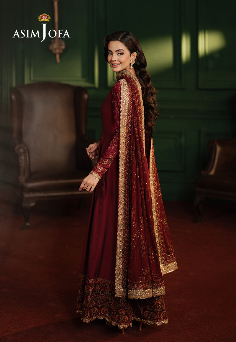 Asim Jofa | Premium Festive | AJPF-15 S Maroon Cotton Net