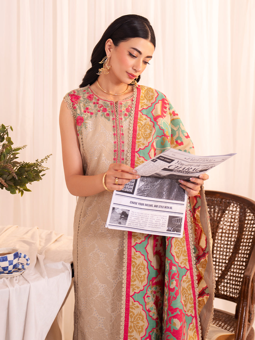 Faiza Faisal | Celine Eid 25 | NEHA M Beige Lawn