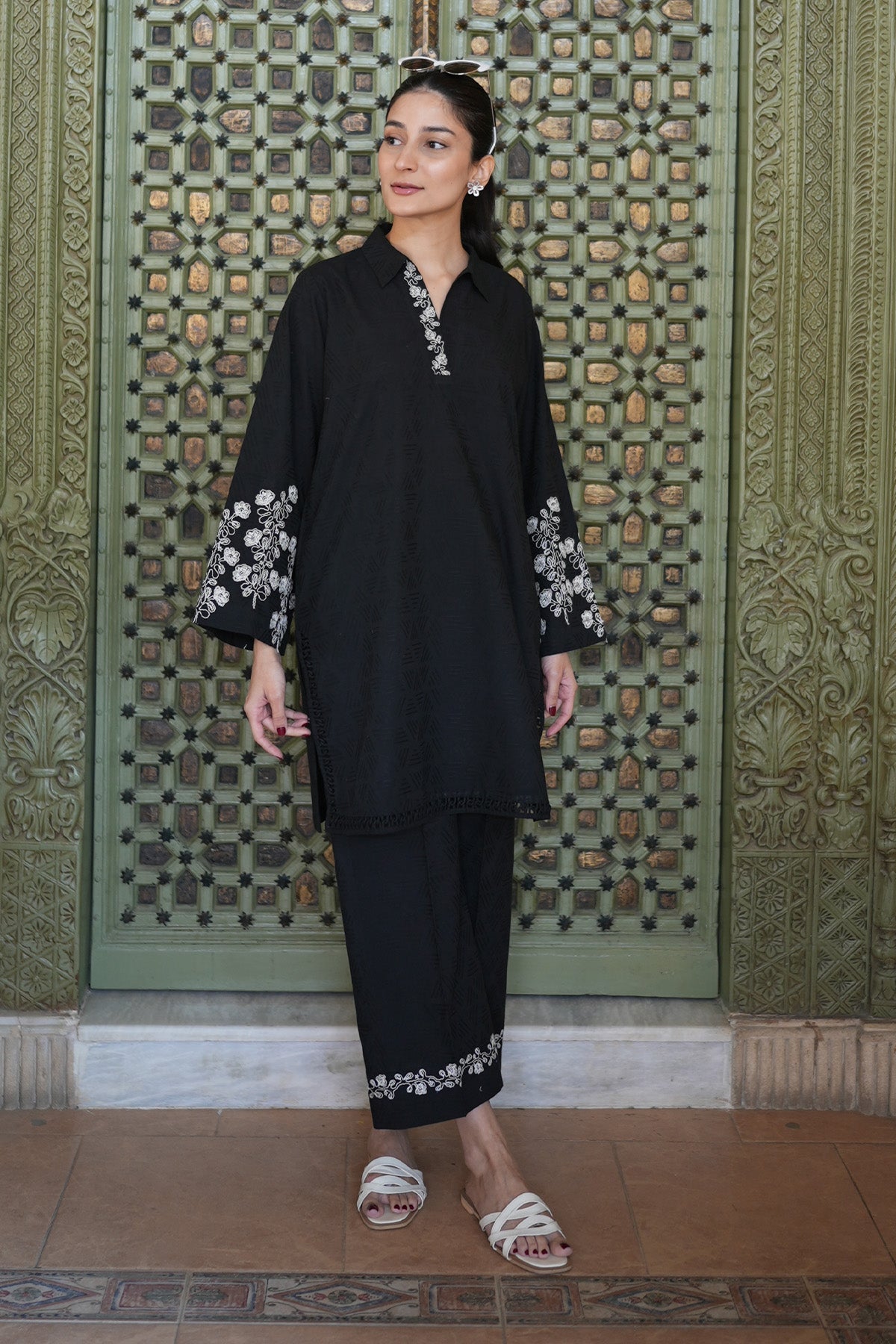 Sahar | Ready to Wear Basics | Shadowplay XL Black Dobby Jacquard