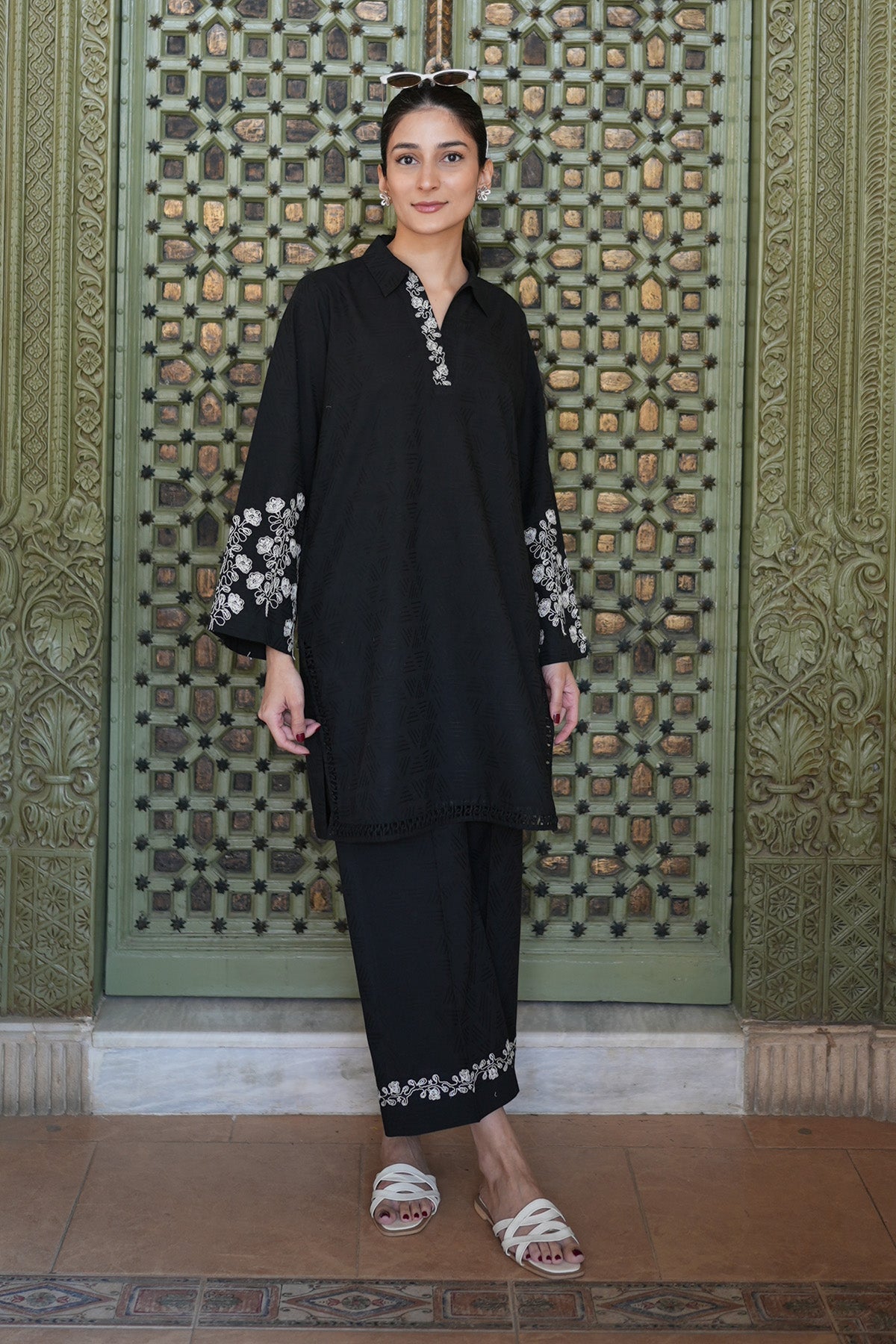 Sahar | Ready to Wear Basics | Shadowplay XS Black Dobby Jacquard
