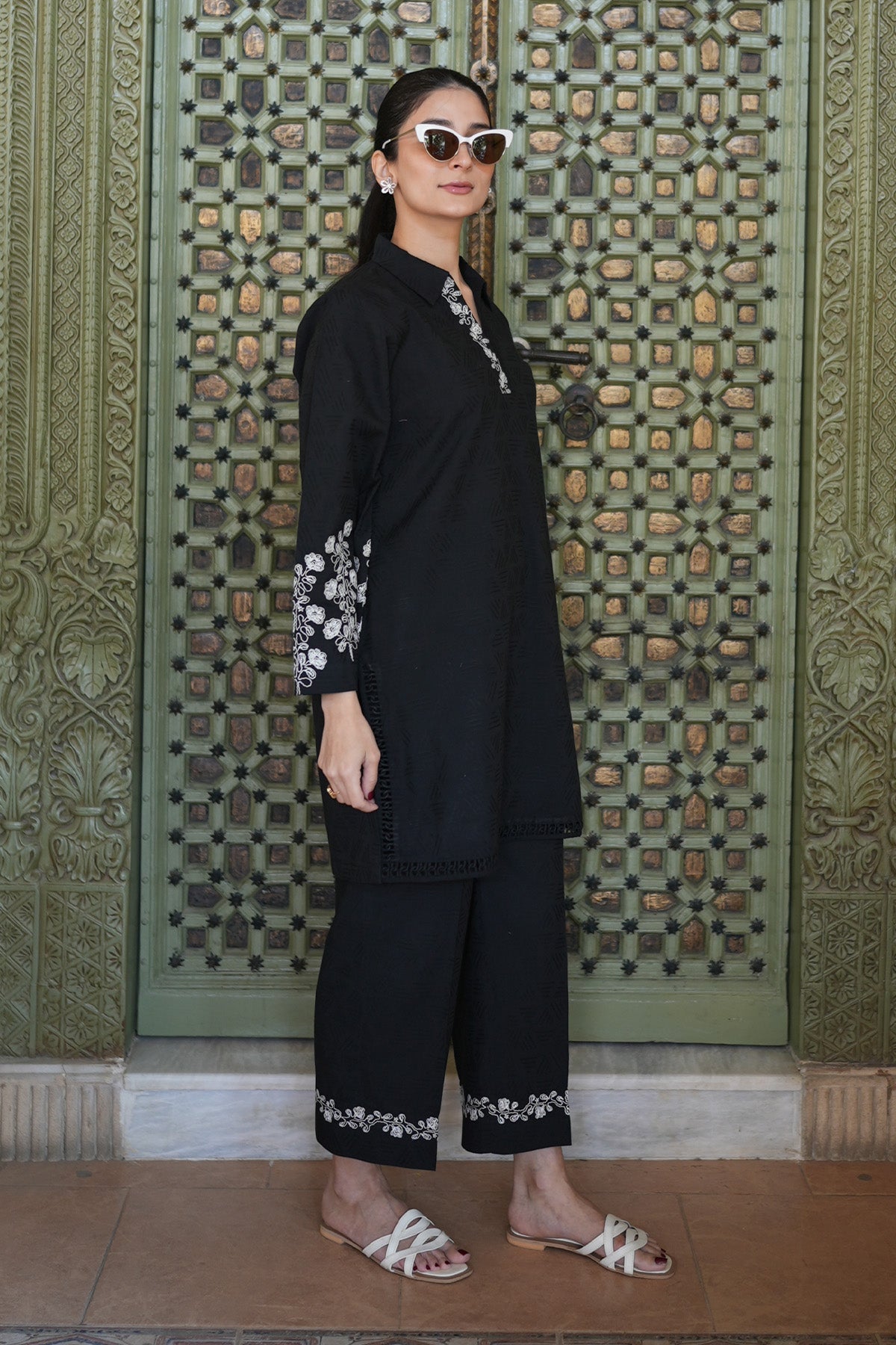 Sahar | Ready to Wear Basics | Shadowplay S Black Dobby Jacquard