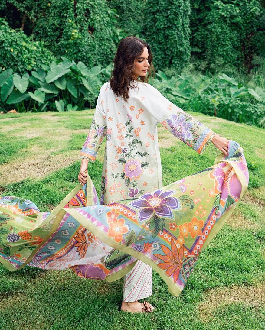 Roheenaz | Garden Veal Printed Lawn 25 | Melon Muse - Pakistani Designer Dress - by Roheenaz | Type: Ladies Clothes - 100% Original at Saira Sultan