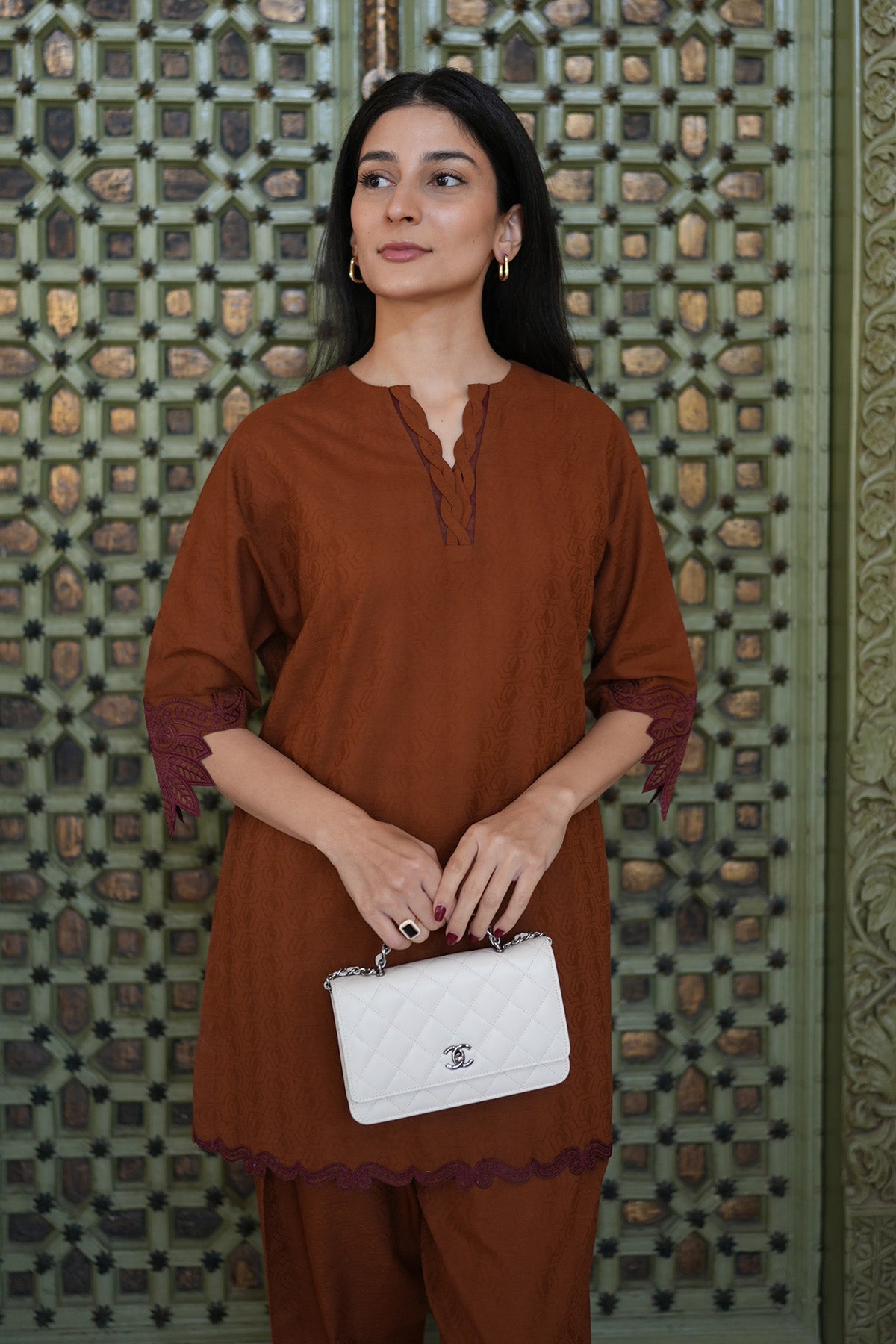 Sahar | Ready to Wear Basics | Cottage Grove L Brown Self Jacquard