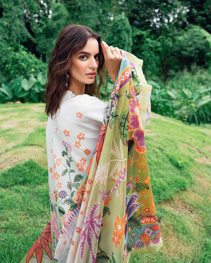 Roheenaz | Garden Veal Printed Lawn 25 | Melon Muse - Pakistani Designer Dress - by Roheenaz | Type: Ladies Clothes - 100% Original at Saira Sultan