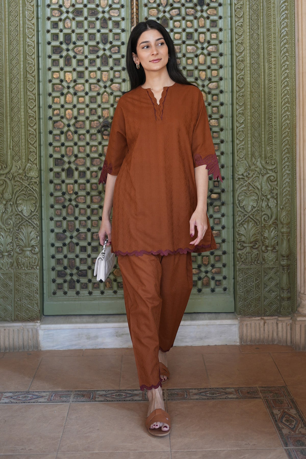 Sahar | Ready to Wear Basics | Cottage Grove XS Brown Self Jacquard