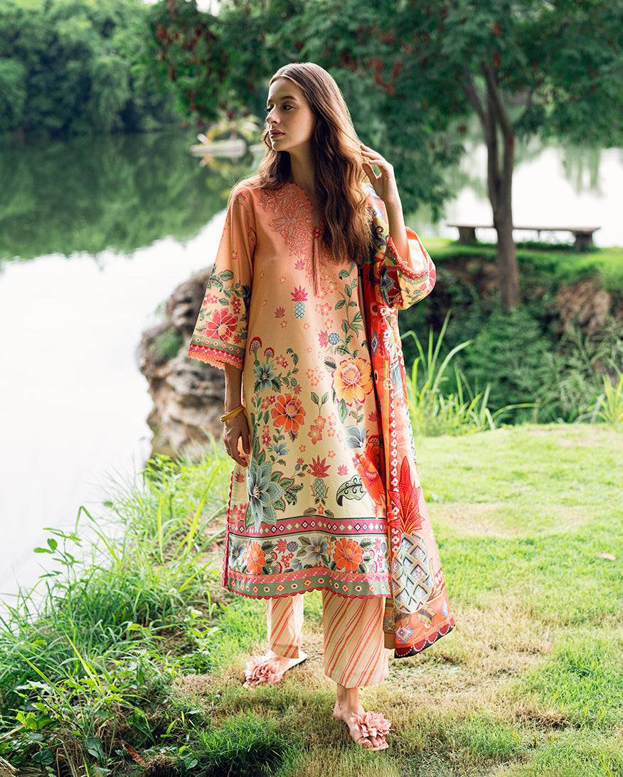 Roheenaz | Garden Veal Printed Lawn 25 | Petal Glaze - Pakistani Designer Dress - by Roheenaz | Type: Ladies Clothes - 100% Original at Saira Sultan