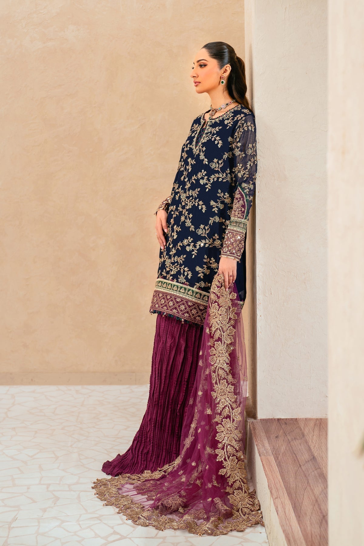 Xenia Formals | Niran Formals | SERAPHINA L Dark Blue Long Shirt
