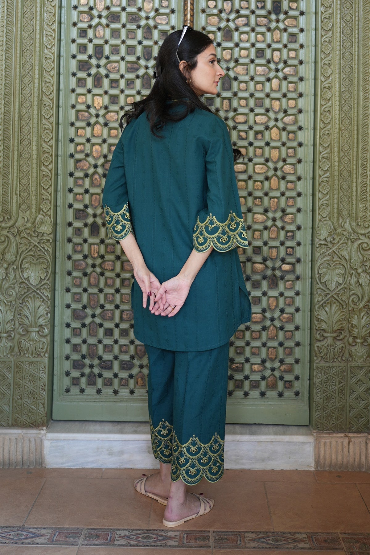 Sahar | Ready to Wear Basics | Meadowscape S Sea Green Dobby Jacquard