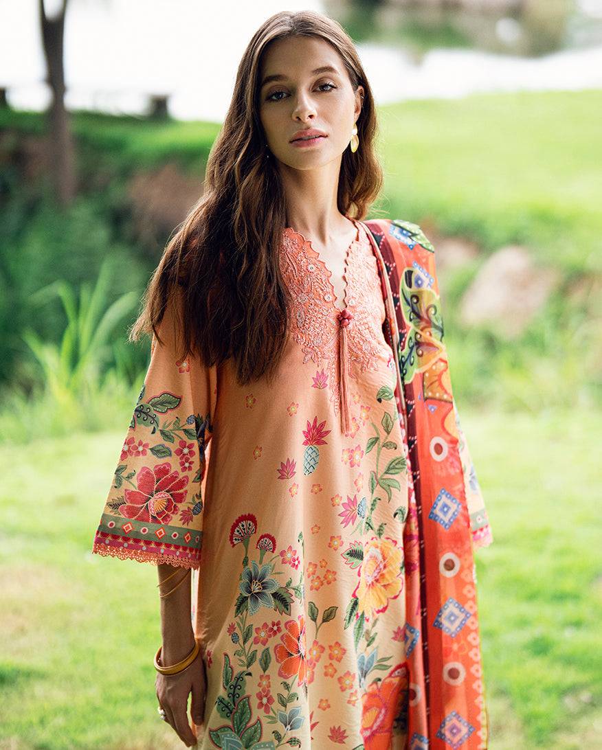 Roheenaz | Garden Veal Printed Lawn 25 | Petal Glaze - Pakistani Designer Dress - by Roheenaz | Type: Ladies Clothes - 100% Original at Saira Sultan