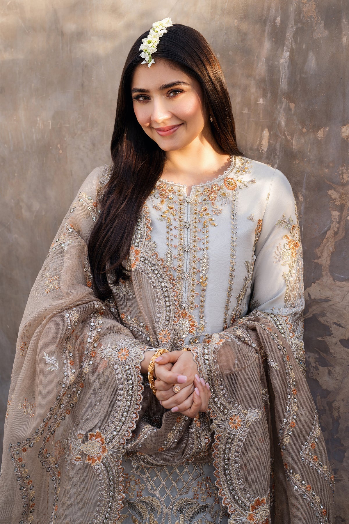 Imrozia Premium | Meeras Luxury Eid 25 | I-223 NEELAM L Gray Organza