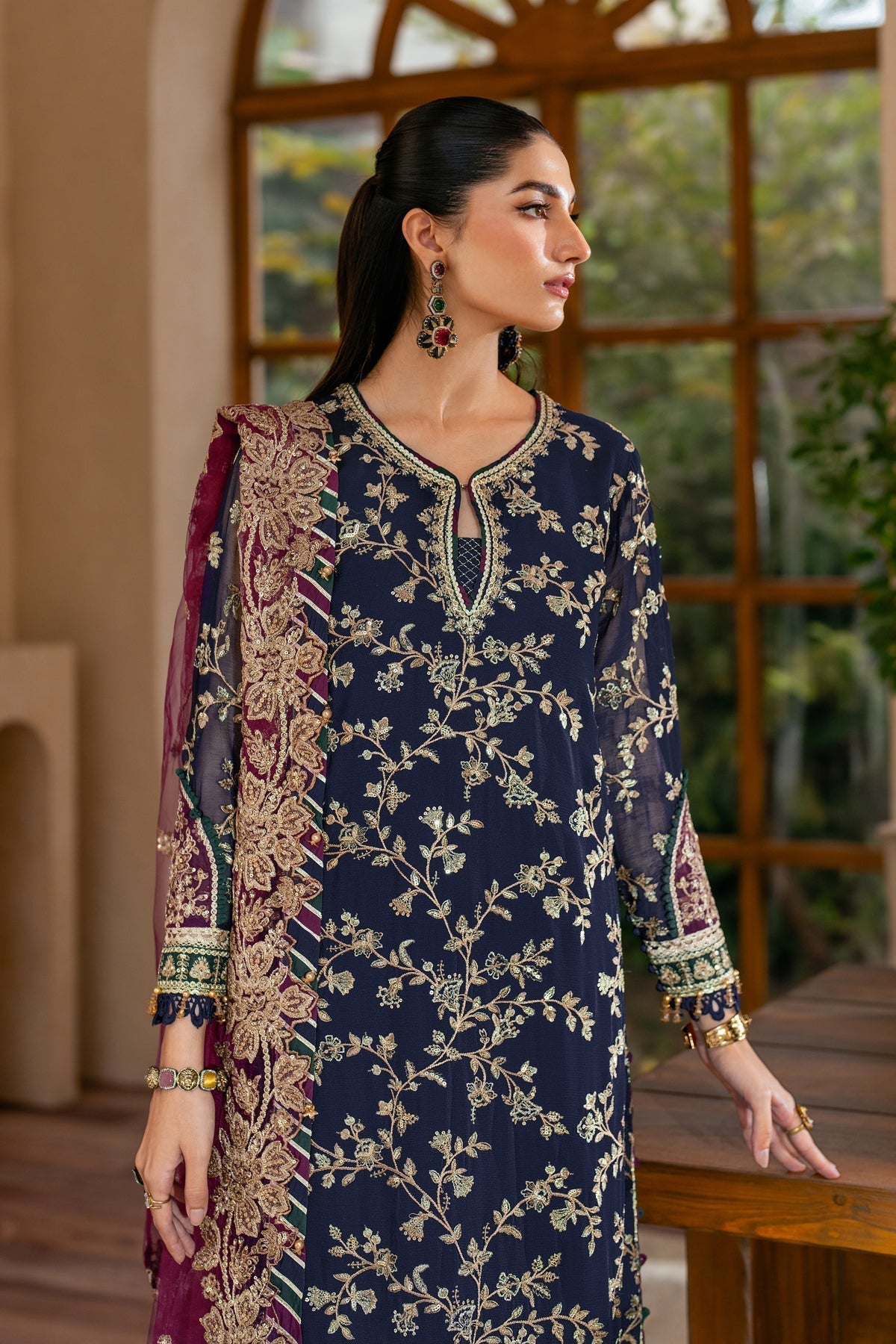 Xenia Formals | Niran Formals | SERAPHINA S Dark Blue Long Shirt