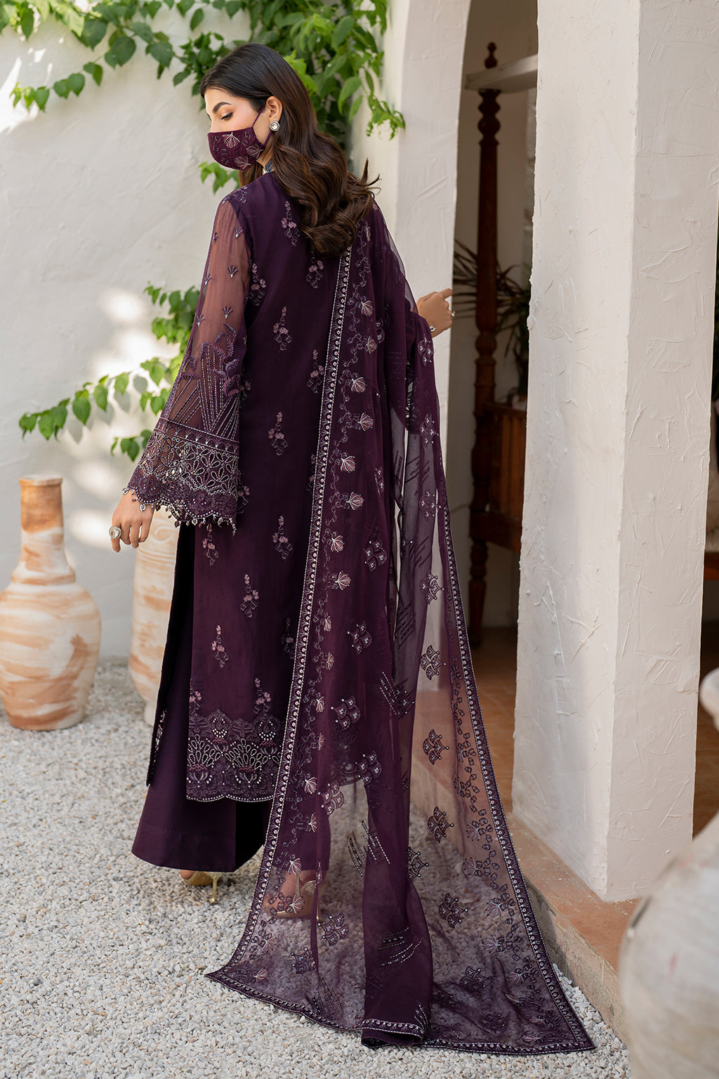 Flossie | Naqsh Formals | S-1409 S Deep Purple Chiffon