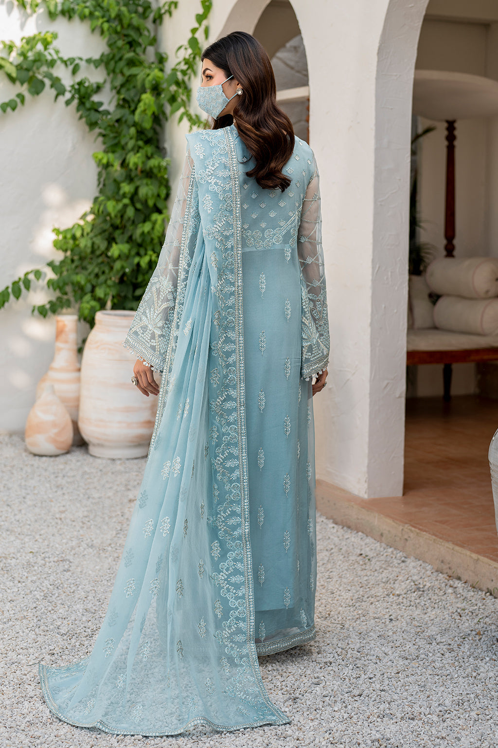 Flossie | Naqsh Formals | S-1405 (A) S Light Blue Chiffon
