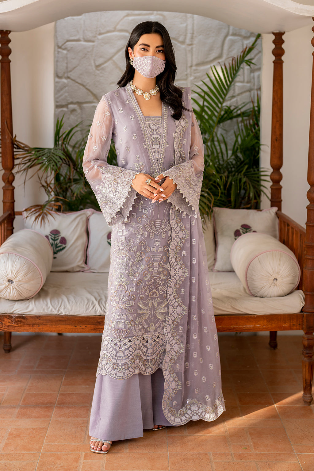 Flossie | Naqsh Formals | S-1408 XS Lilac Chiffon