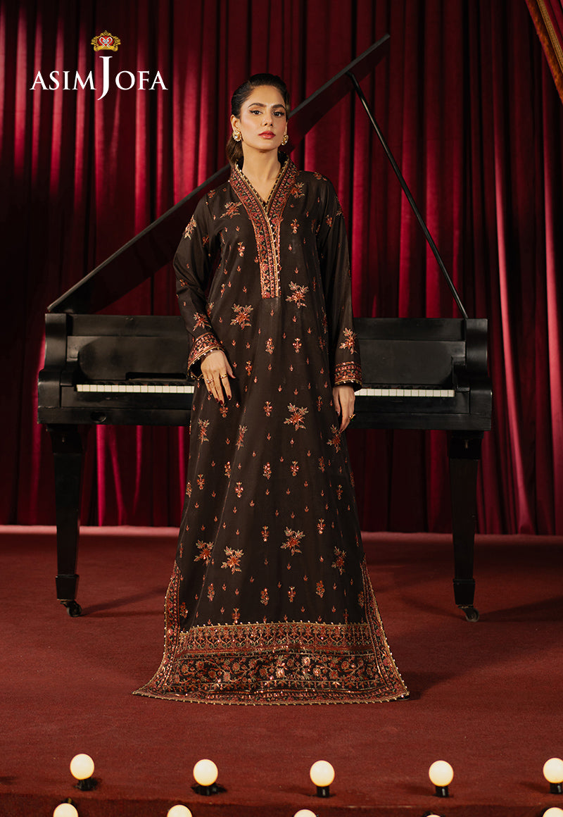Asim Jofa | Premium Festive | AJPF-06 XS Chocolate Brown Boski Silk