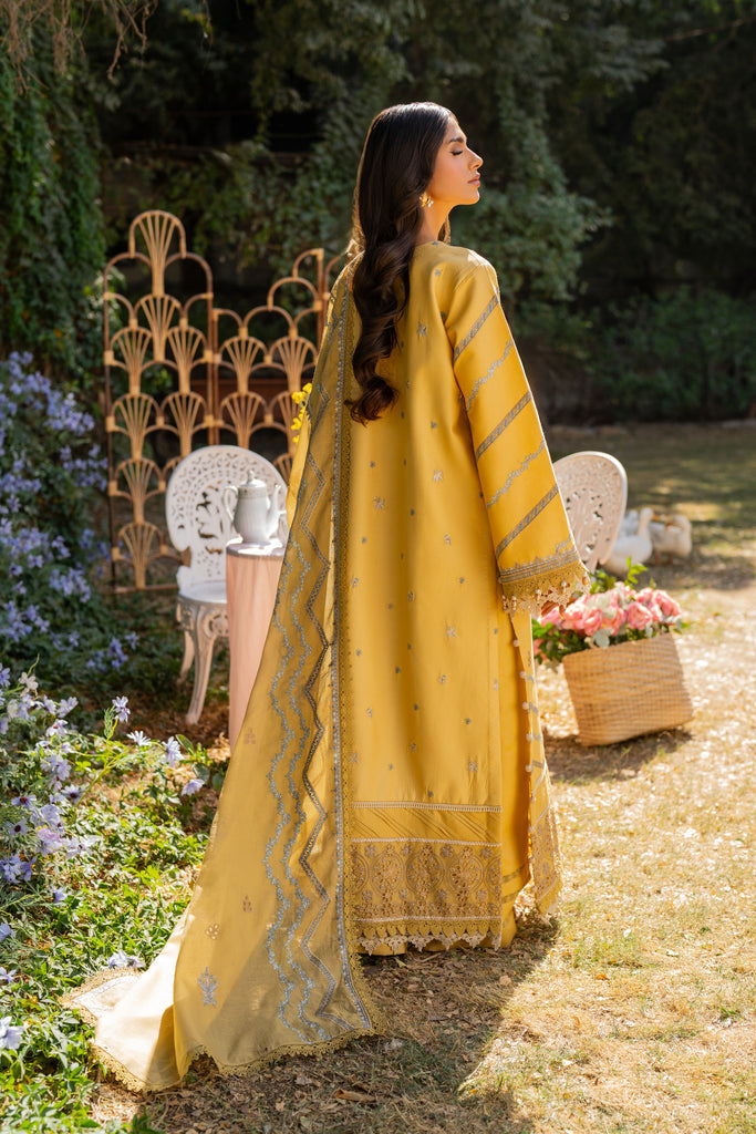 Florent | Chikankari Eid 25 | FLC- 3A S Mustard Yellow Chikankari Lawn