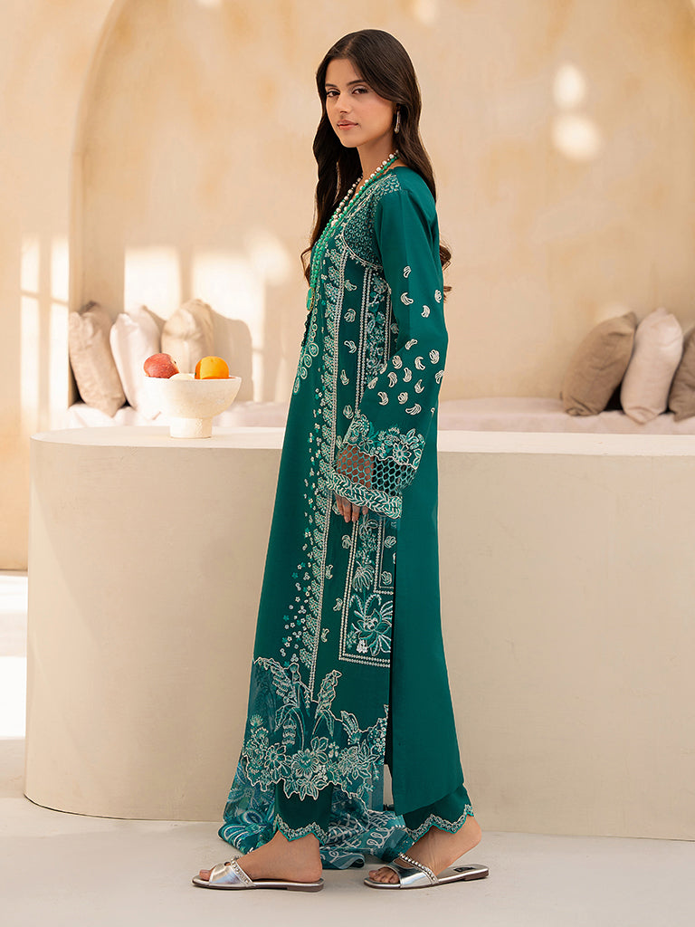 Rajbari | Jahaan Premium Festive Lawn | RINA (Jahan) 5-A S Teal Green Lawn