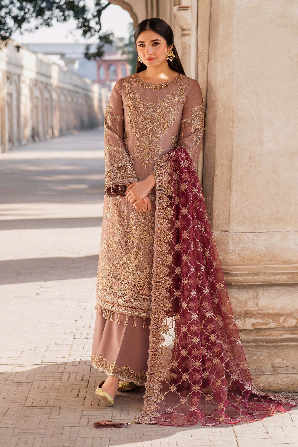 Imrozia Premium | Meeras Luxury Eid 25 | I-220 ZOHRA S Brownish Pink Organza
