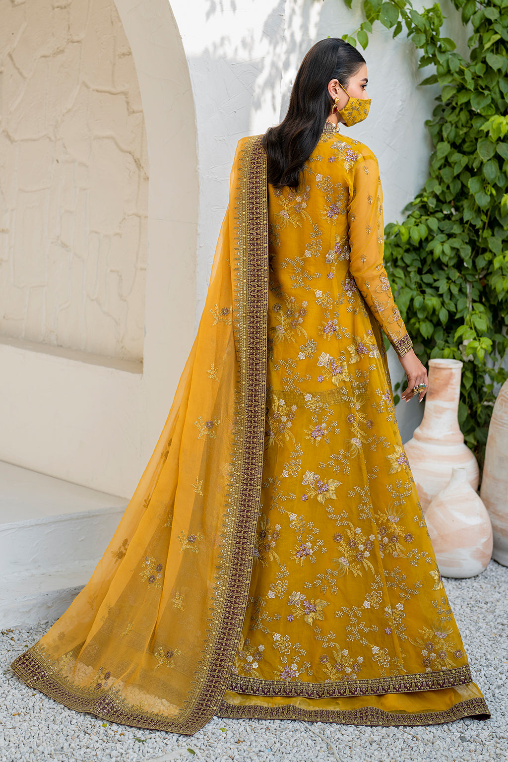 Flossie | Naqsh Formals | S-1404 (B) S Mustard Organza