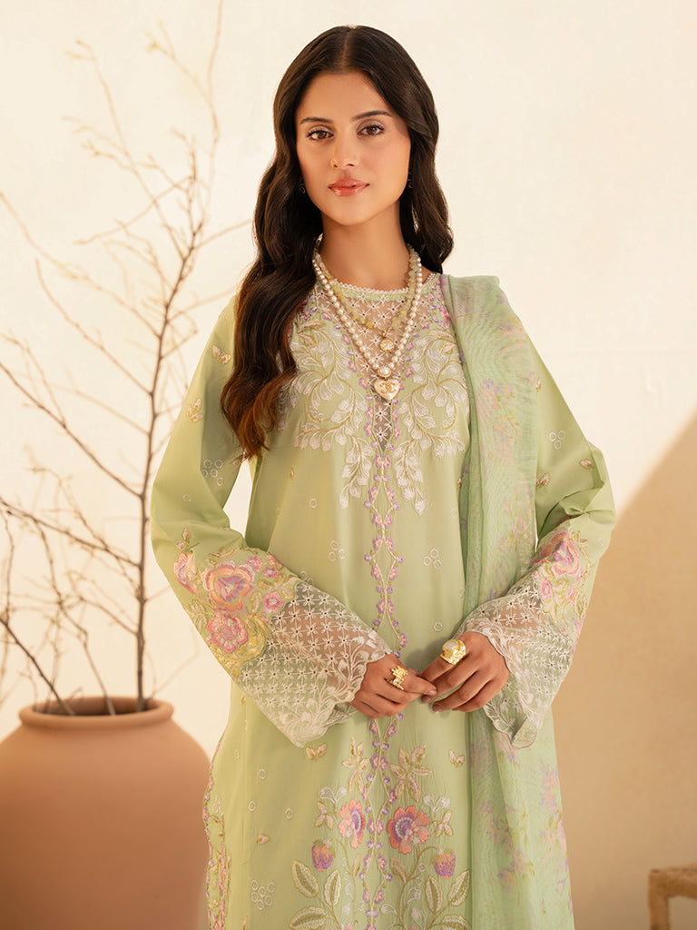 Rajbari | Jahaan Premium Festive Lawn | RAYA (Jahan) 1-B M Mint Green Lawn