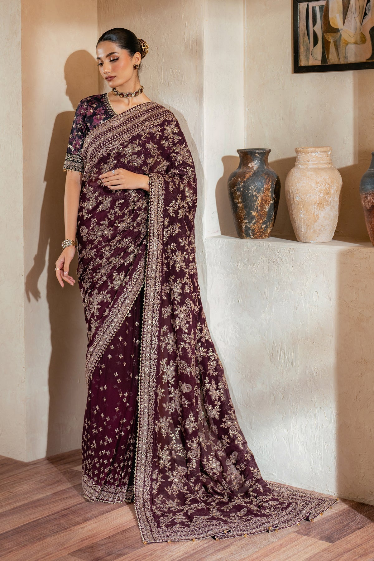 Xenia Formals | Niran Formals | LUNE XS Maroon Angrakha