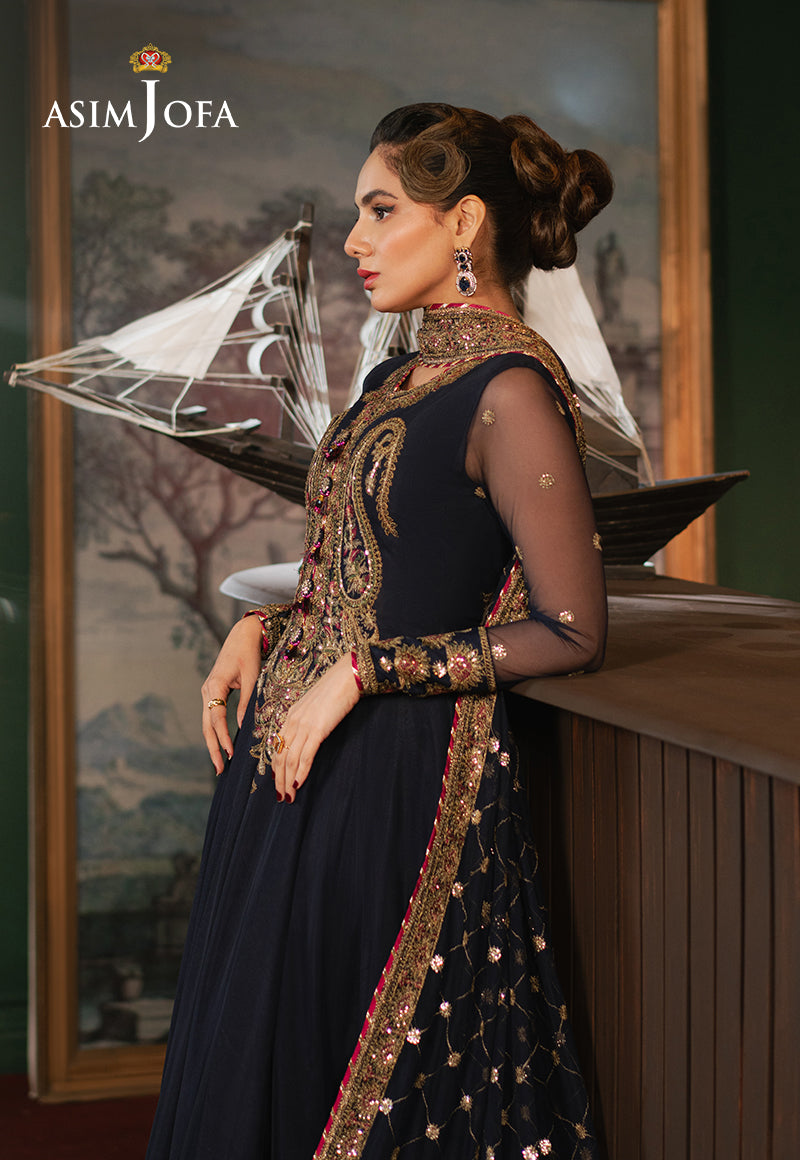 Asim Jofa | Premium Festive | AJPF-03 L Navy Blue Net