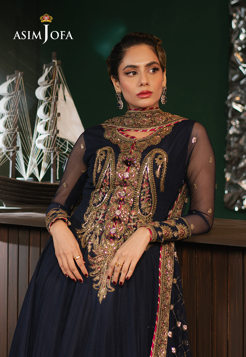 Asim Jofa | Premium Festive | AJPF-03 M Navy Blue Net