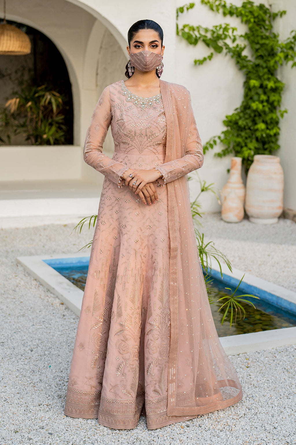 Flossie | Naqsh Formals | S-1407 XS Pale Peach Organza