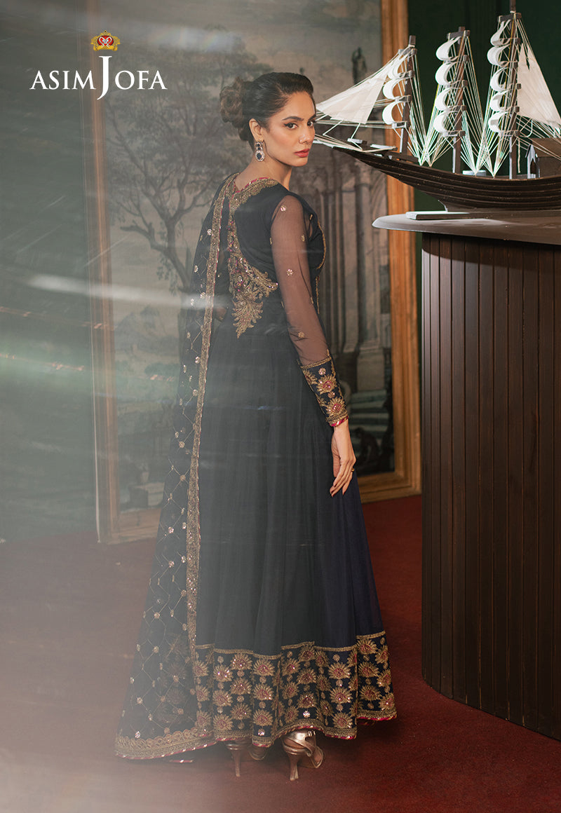 Asim Jofa | Premium Festive | AJPF-03 S Navy Blue Net