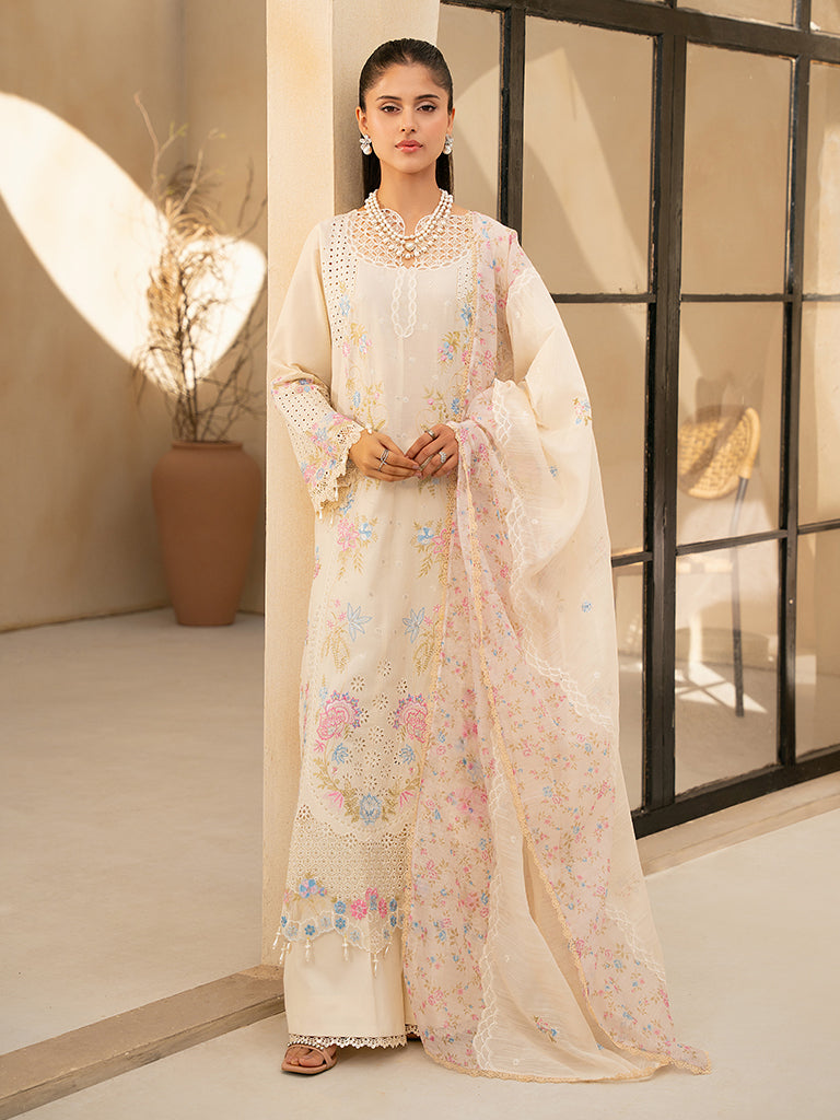 Rajbari | Jahaan Premium Festive Lawn | AIRA (Jahan) 2-A XS Ivory Lawn