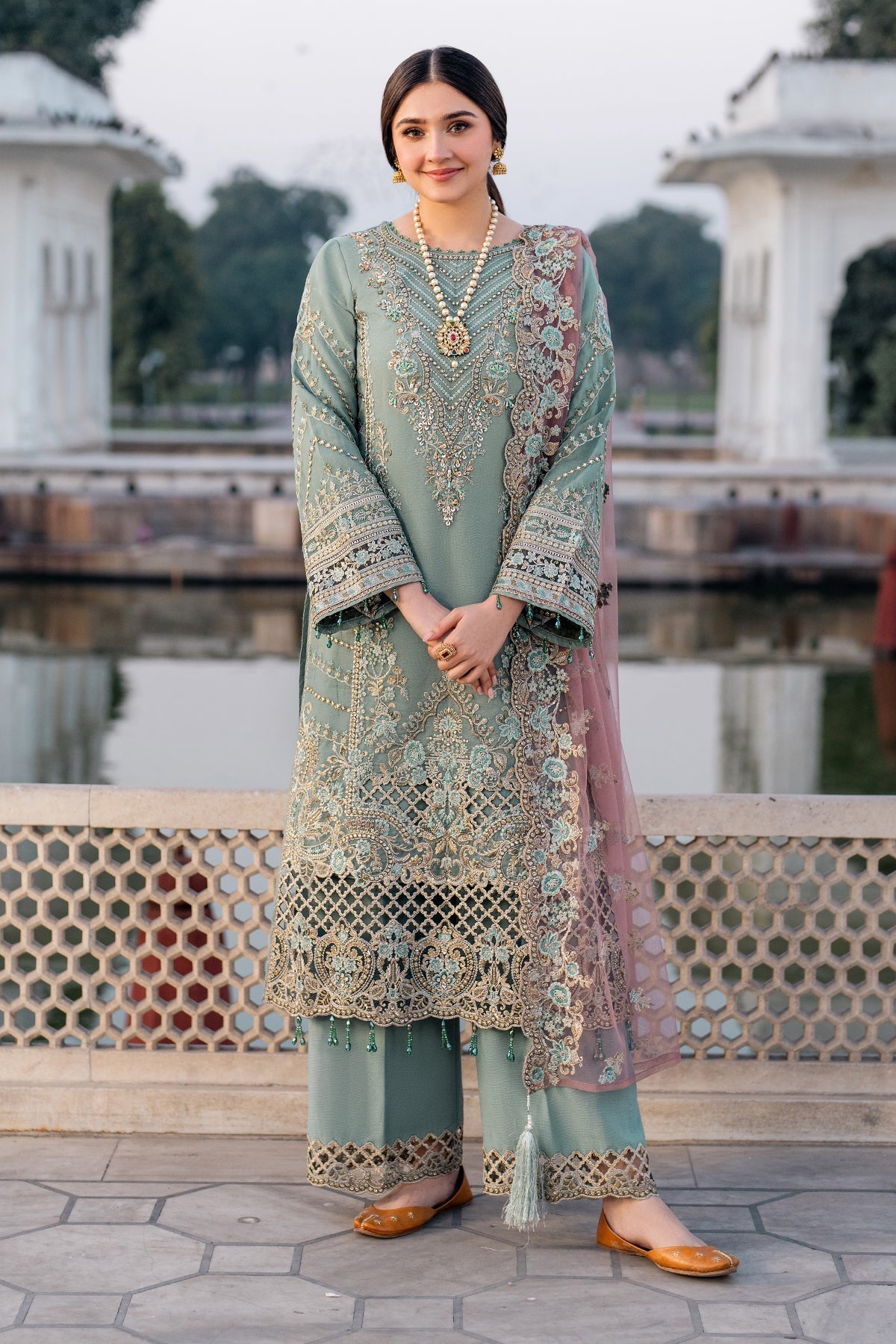 Imrozia Premium | Meeras Luxury Eid 25 | I-221 ZAMURD XS Gray Organza