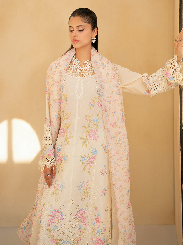 Rajbari | Jahaan Premium Festive Lawn | AIRA (Jahan) 2-A S Ivory Lawn