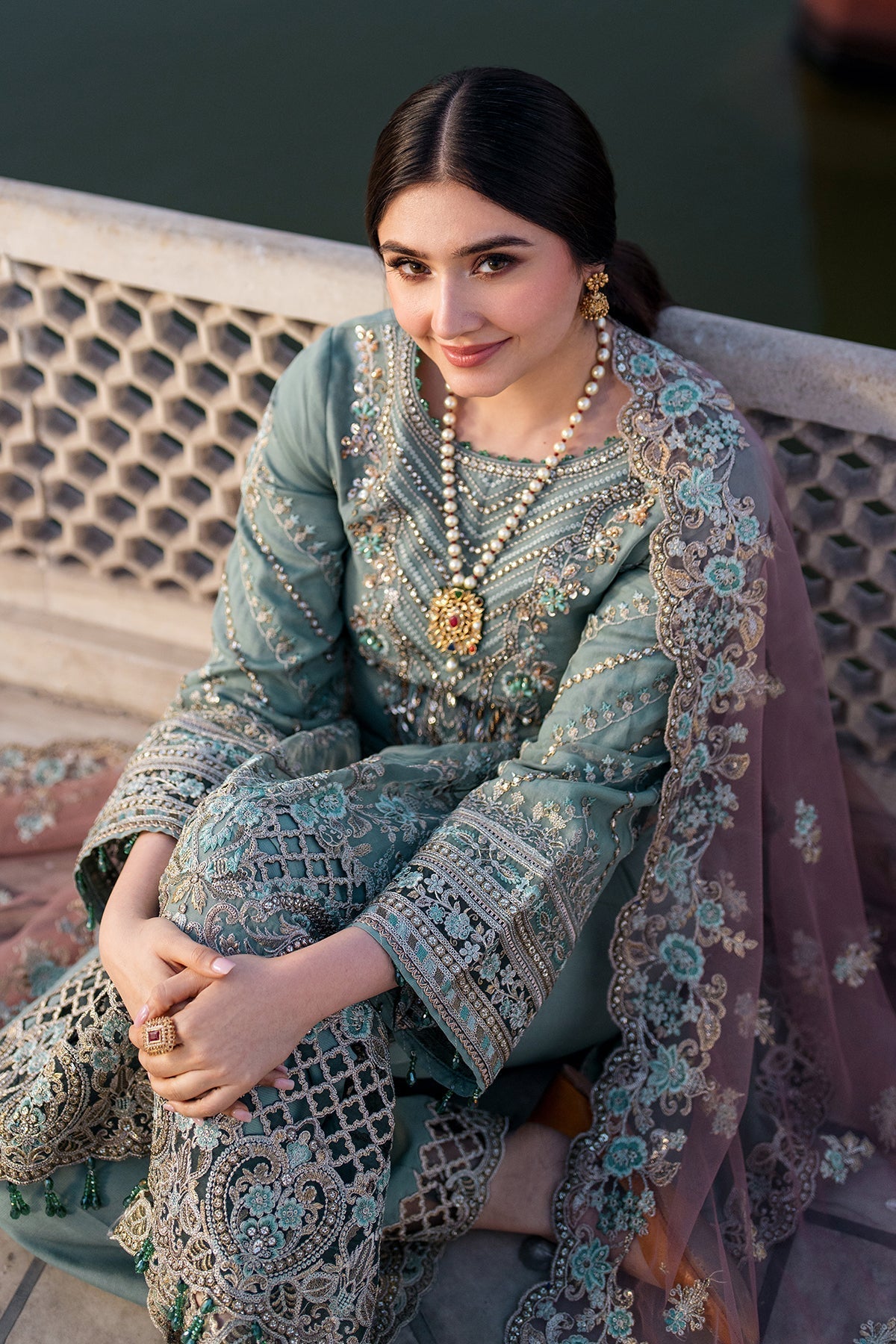 Imrozia Premium | Meeras Luxury Eid 25 | I-221 ZAMURD Custom Size Gray Organza