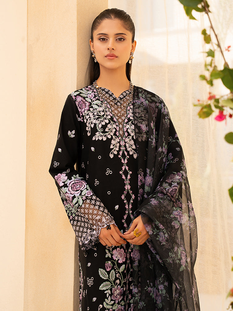 Rajbari | Jahaan Premium Festive Lawn | VERA (Jahan) 1-A L Black Lawn