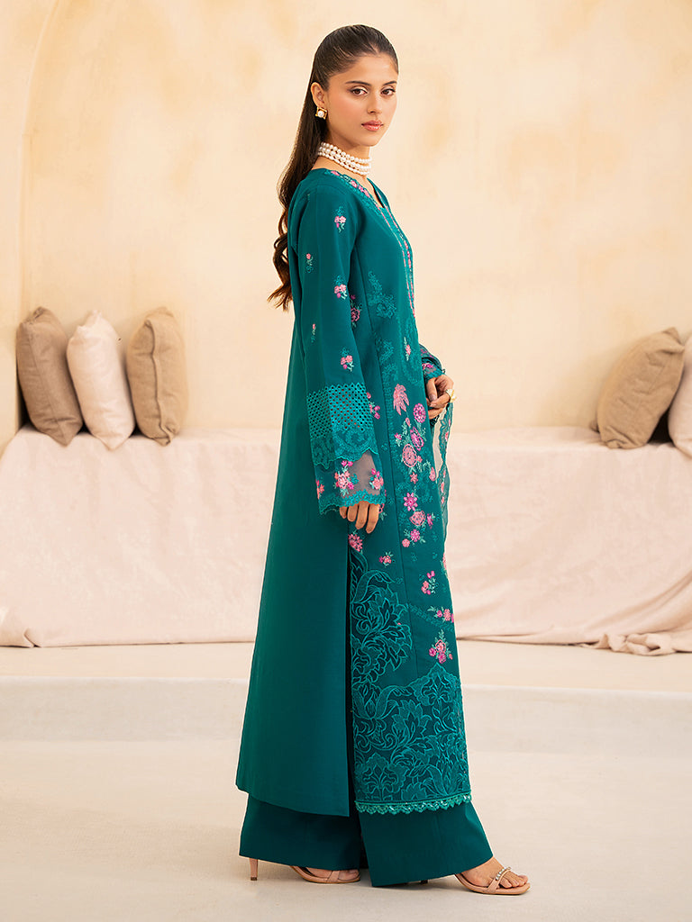 Rajbari | Jahaan Premium Festive Lawn | ZARA (Jahan) 3-A S Teal Green Lawn