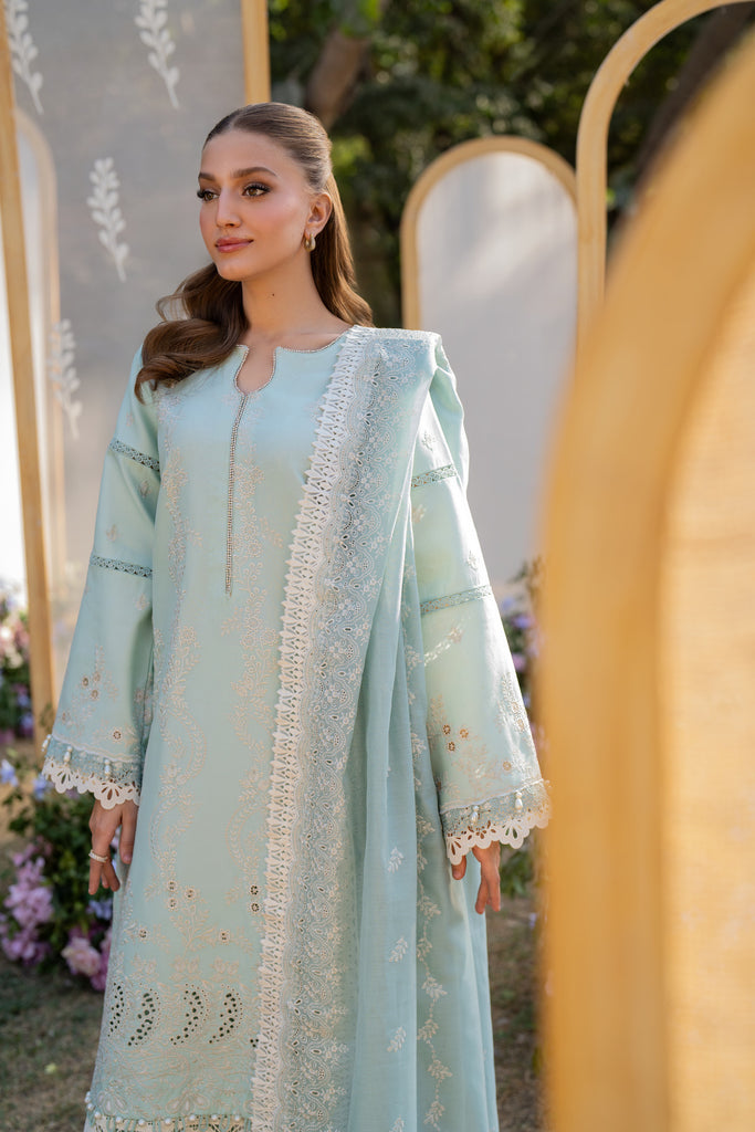 Florent | Chikankari Eid 25 | FLC-1A M Light Ferozi Chikankari Lawn