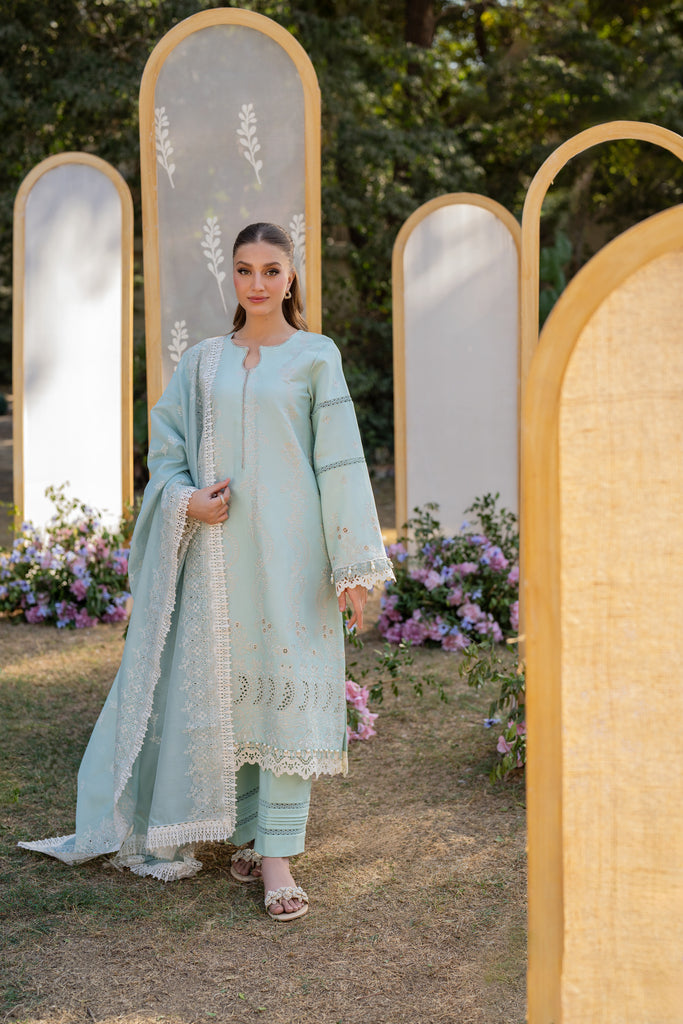 Florent | Chikankari Eid 25 | FLC-1A XS Light Ferozi Chikankari Lawn