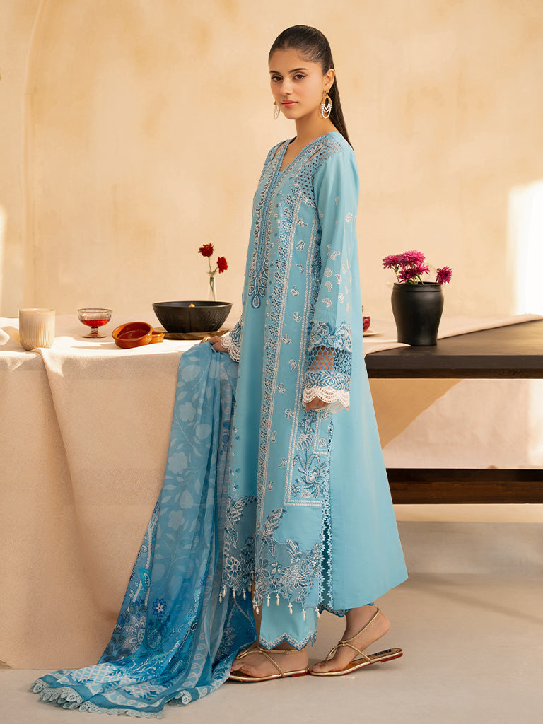 Rajbari | Jahaan Premium Festive Lawn | SIRA (Jahan) 5-B S Light Blue Gray Lawn