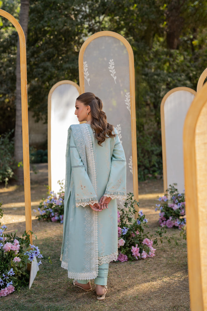 Florent | Chikankari Eid 25 | FLC-1A S Light Ferozi Chikankari Lawn