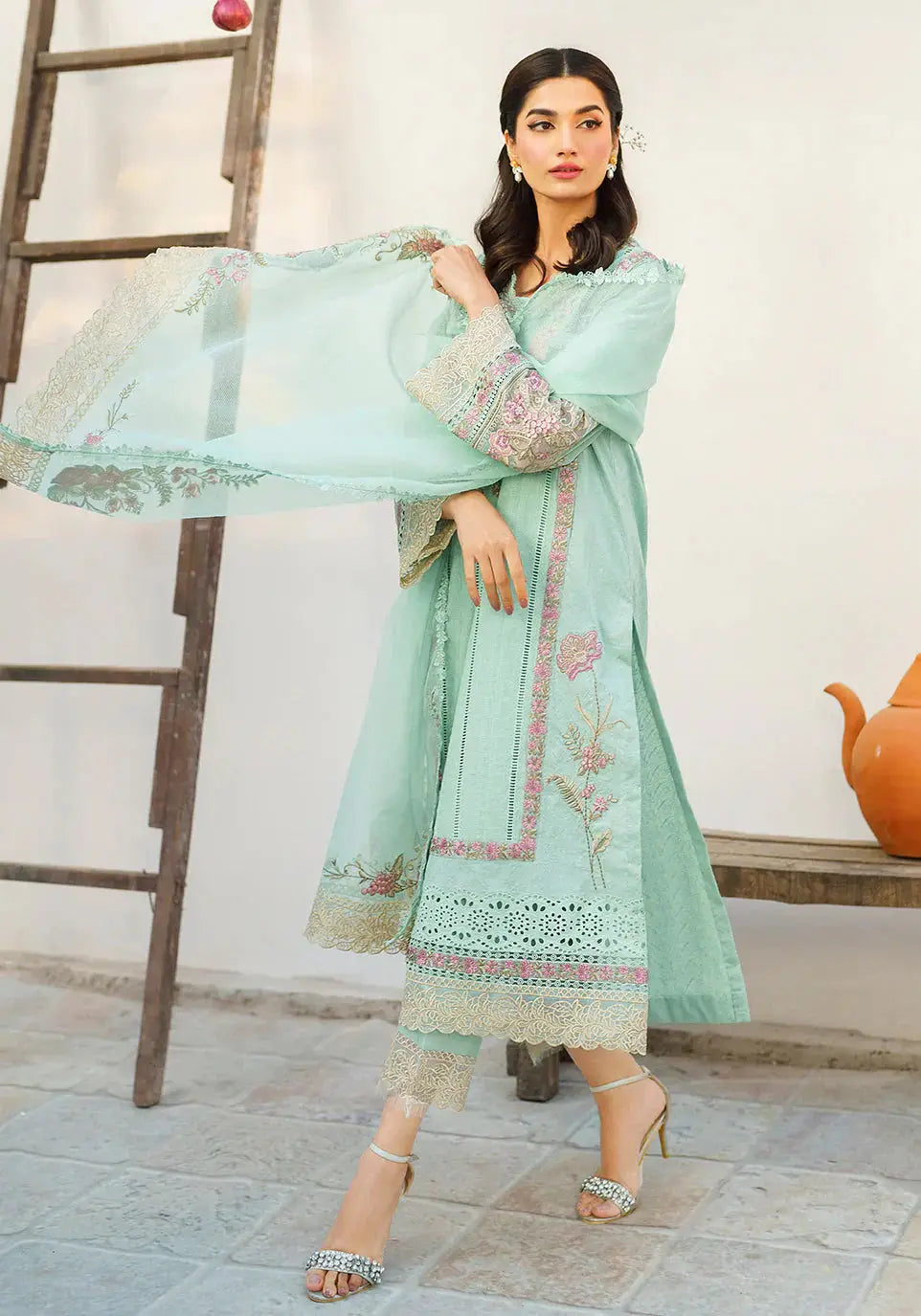 Zarqash | Belle Ame 24 | BL 006 Aqua Blue - Pakistani Designer Dress - by Zarqash | Type: Luxury - 100% Original at Saira Sultan