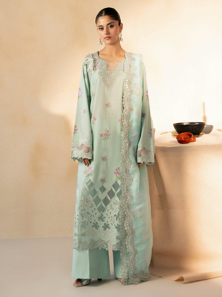 Rajbari | Jahaan Premium Festive Lawn | AALYA (Jahan) 4-A XS Ice Blue Lawn