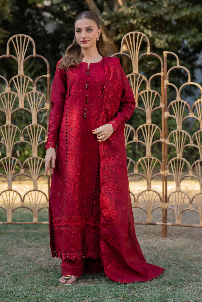 Florent | Chikankari Eid 25 | FLC- 4B XS Red Lawn