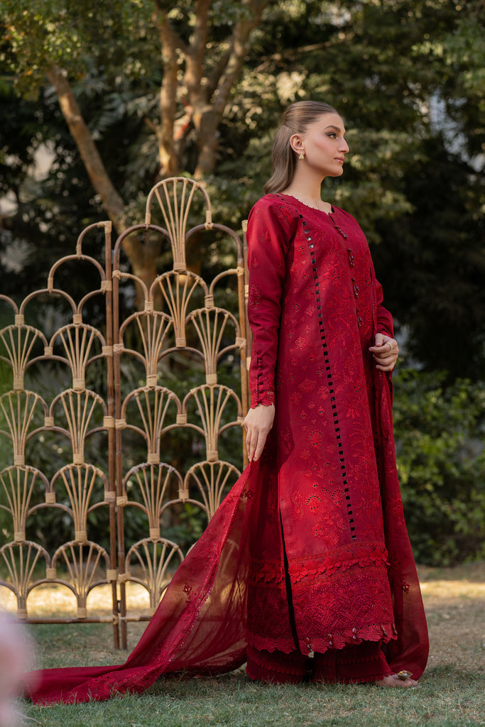 Florent | Chikankari Eid 25 | FLC- 4B S Red Lawn