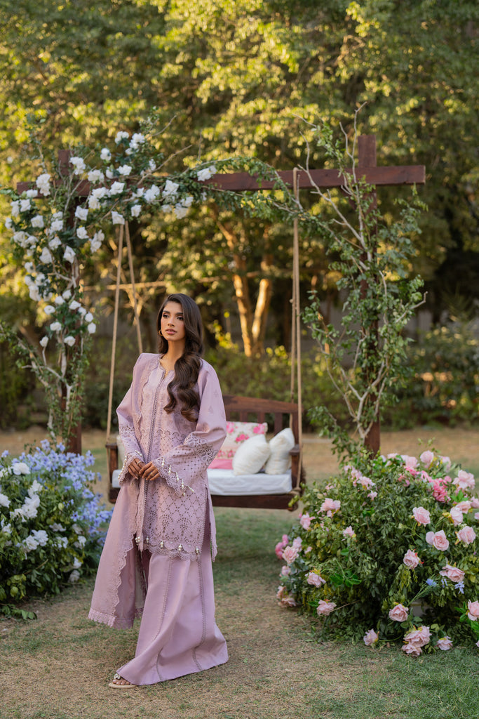 Florent | Chikankari Eid 25 | FLC- 5B L Lilac Gray Chikankari Lawn