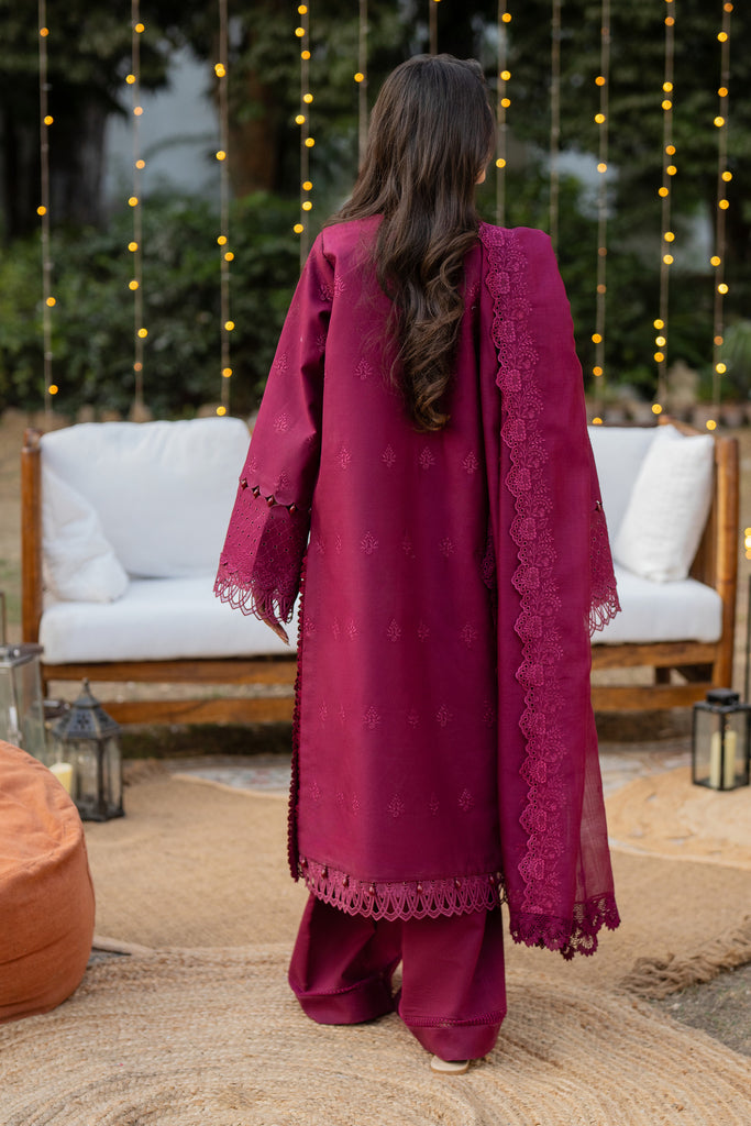 Florent | Chikankari Eid 25 | FLC- 5A S Wine Berry Lawn