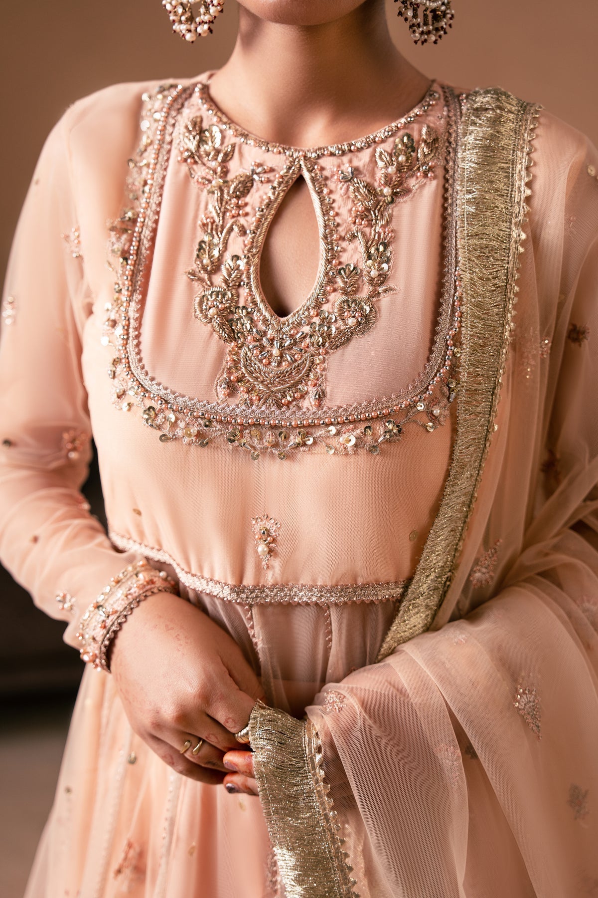 Malook | Rashq e Qamar | Sitara M Pale Peach Net